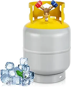 FAHKNS Tanque de recuperación de refrigerante para R12, R22, R134A, R410A, etc. Refrigerante con 1/4 SAE Y-Valve tanque de recuperación de líquido/vapor 50 LB reutilizable